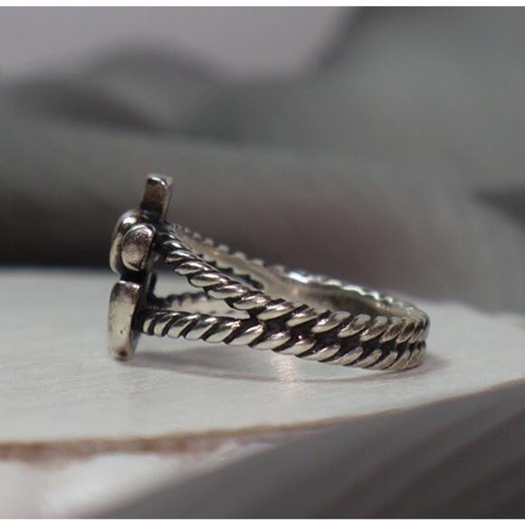 Retired James Avery Faith Hope & Love Twisted Rope Anchor Heart Ring 4.3G/sz7 - Picture 2 of 6